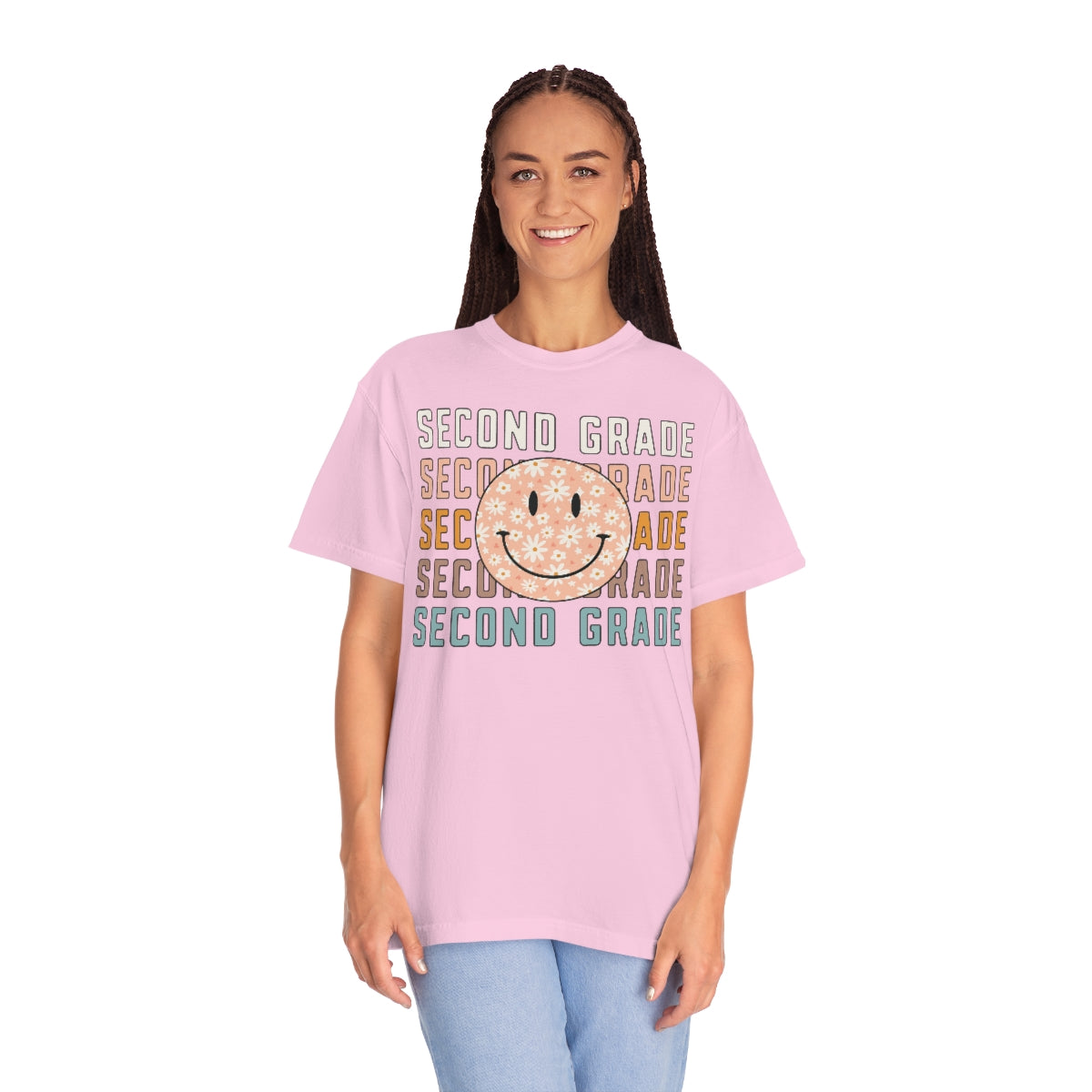 2nd Grade Smiley Face Warm Colors Unisex Garment-Dyed PREMIUM T-shirt