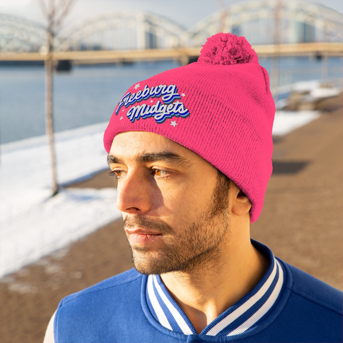 Retro Freeburg Midget Pennant Pom Pom Beanie