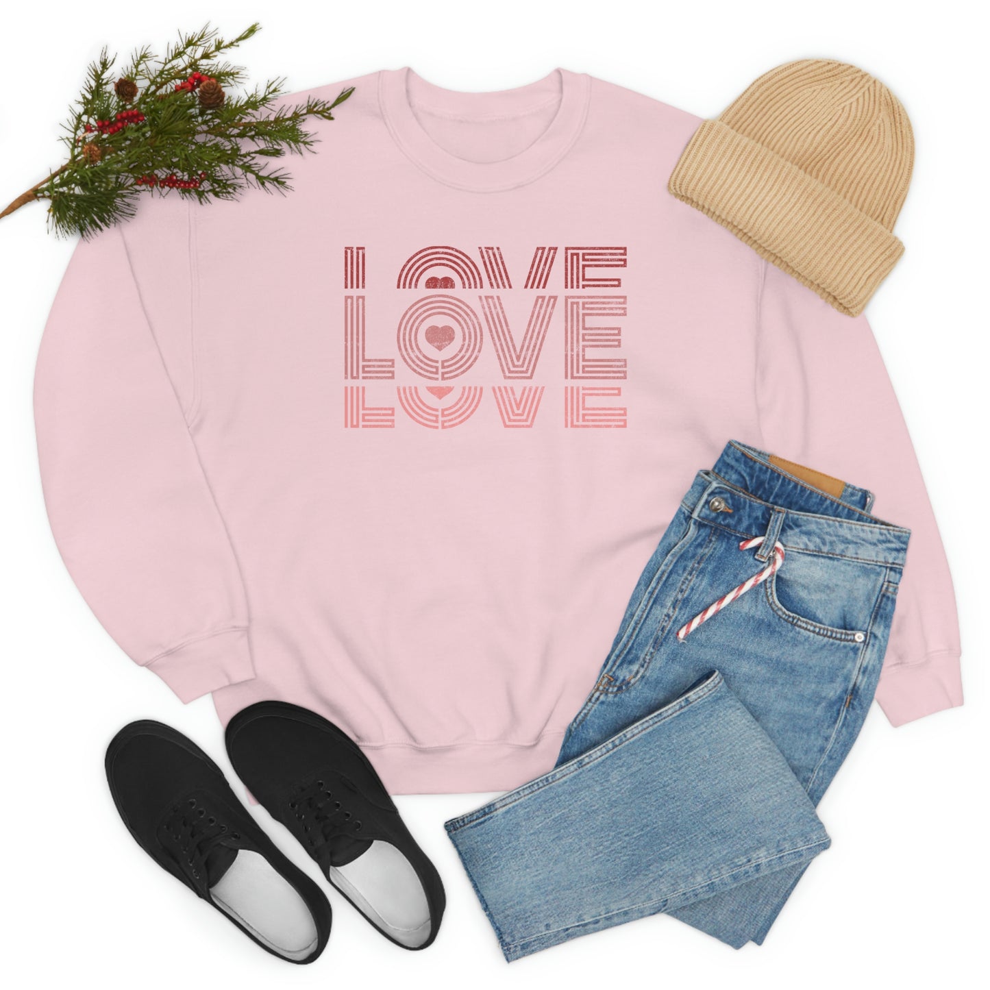 "Love Love Love" Red Graduated Print Unisex Heavy Blend™ Crewneck Sweatshirt