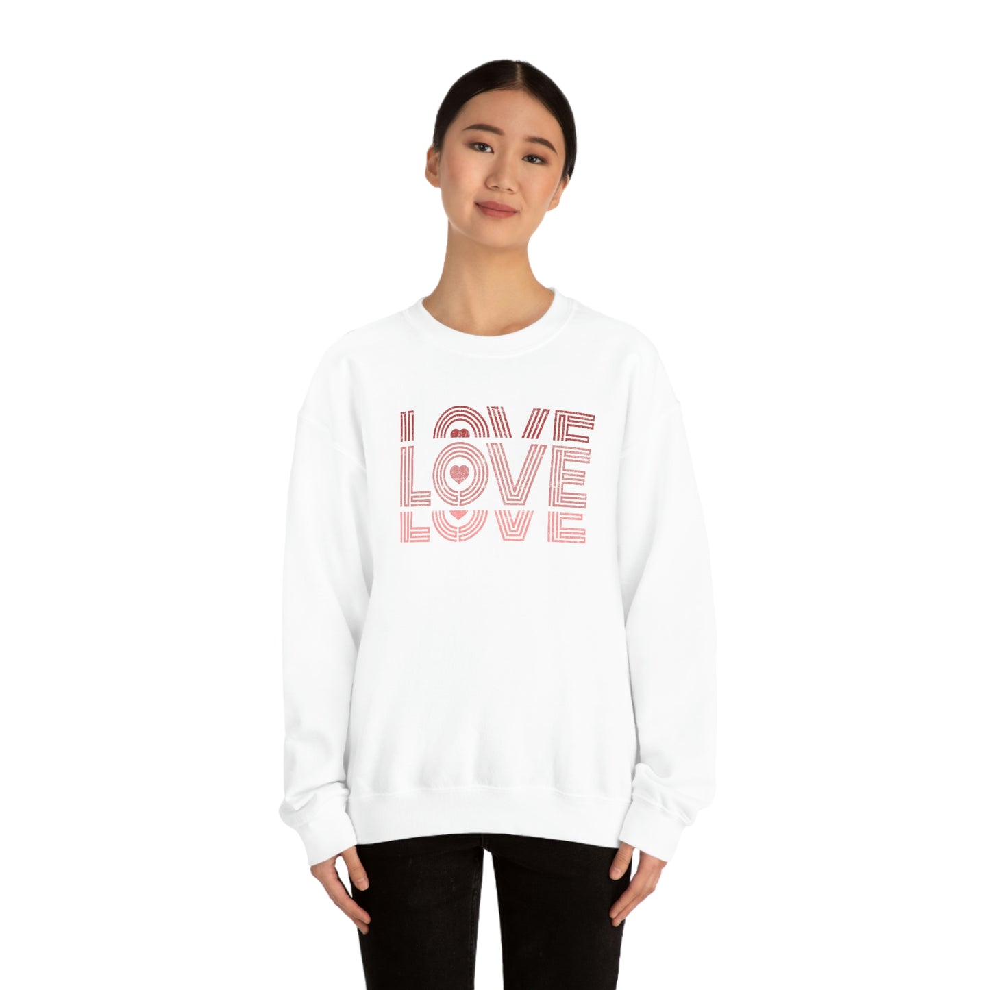 "Love Love Love" Red Graduated Print Unisex Heavy Blend™ Crewneck Sweatshirt