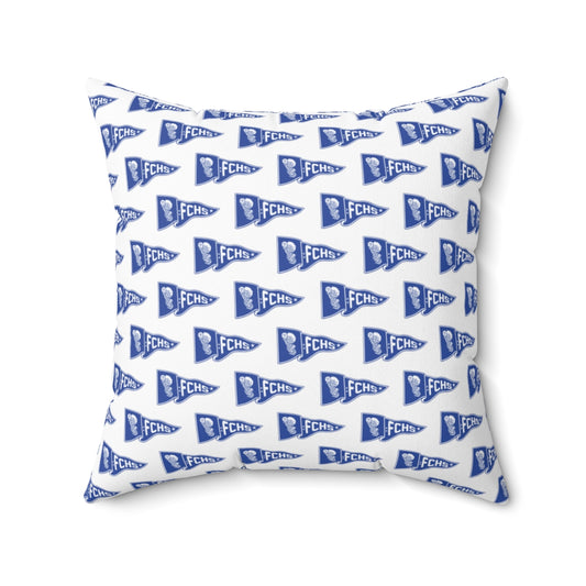 White Freeburg Midgets Pennant Pattern Spun Polyester Square Pillow