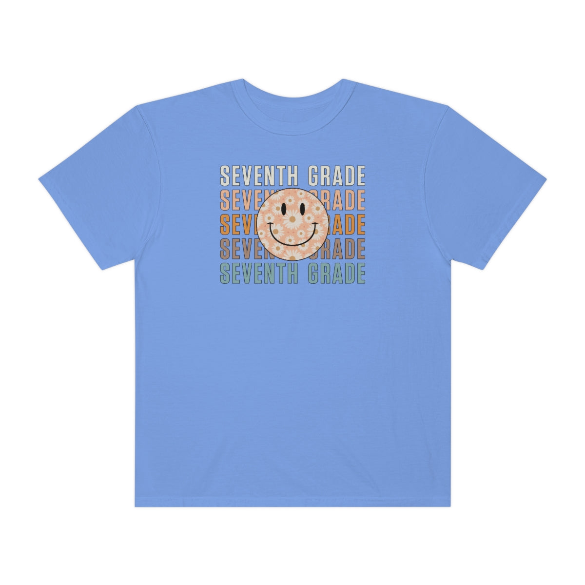 7th Grade Smiley Face Warm Colors Unisex Garment-Dyed PREMIUM T-shirt