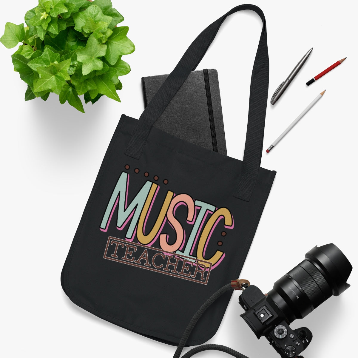 Music Teacher Multi-Colored Organic Canvas Tote Bag