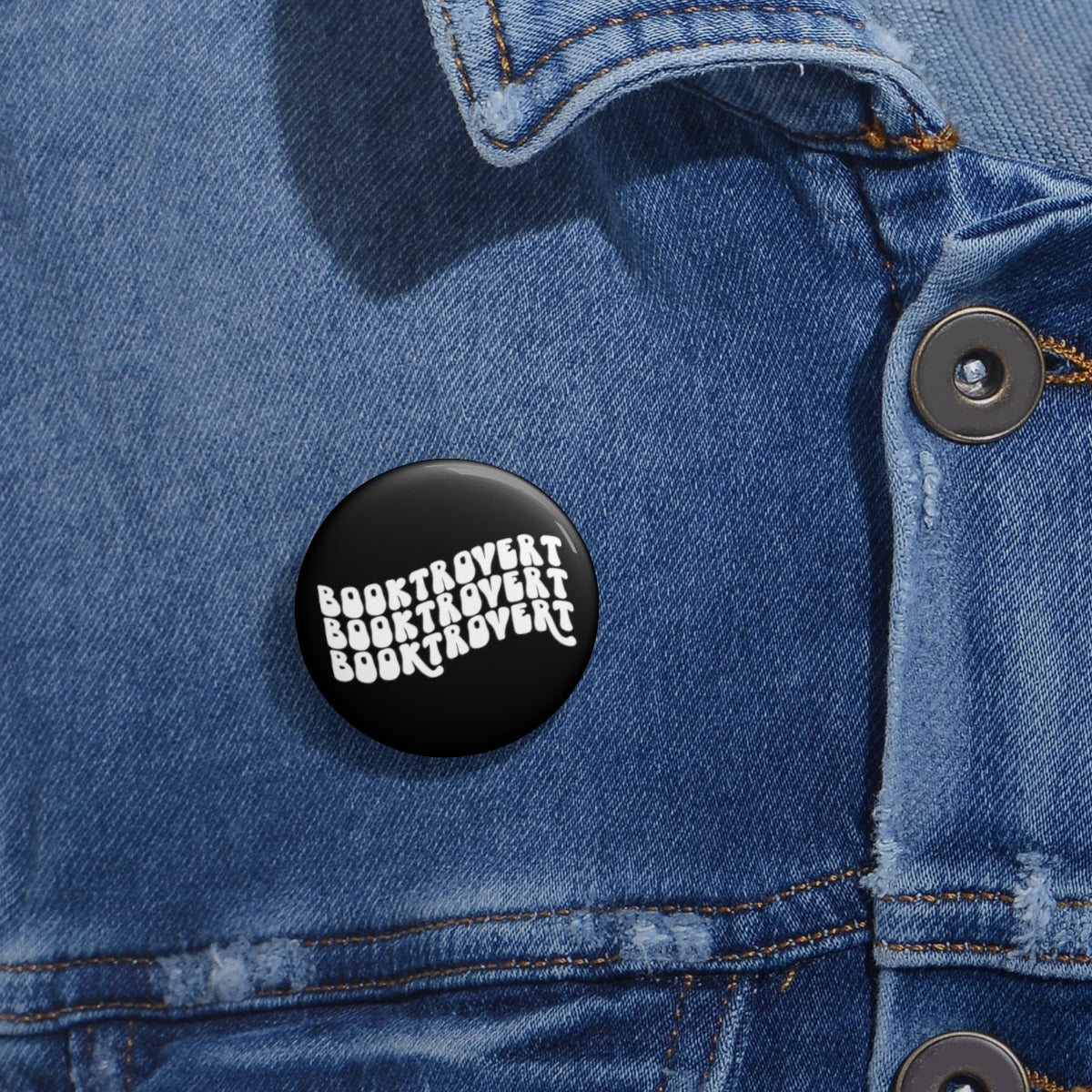 Black and White "Booktrovert" Pin Buttons