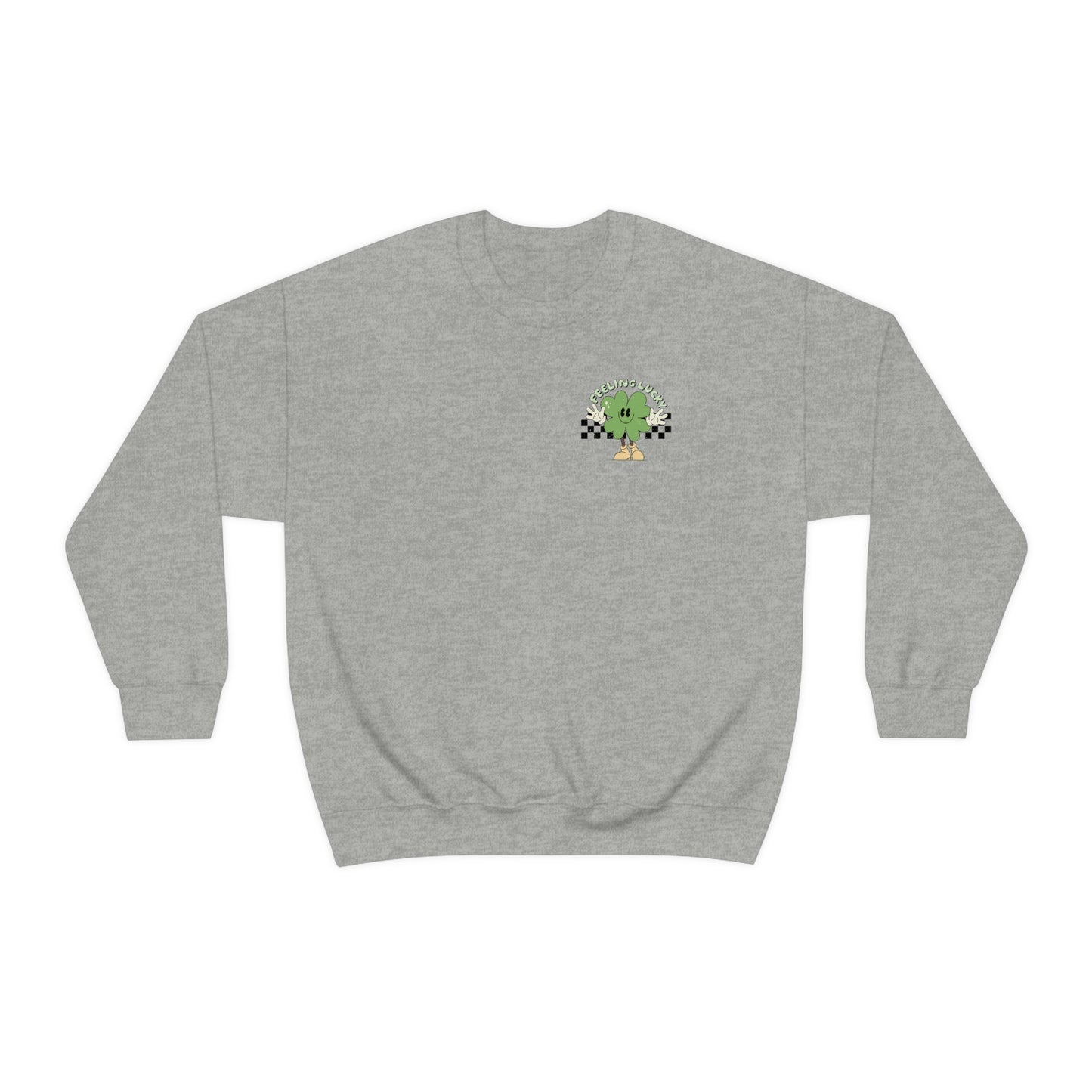 St. Patrick's Day "Feeling Lucky Shamrock" Front and Back Design Unisex Heavy Blend Crewneck Sweatshirt