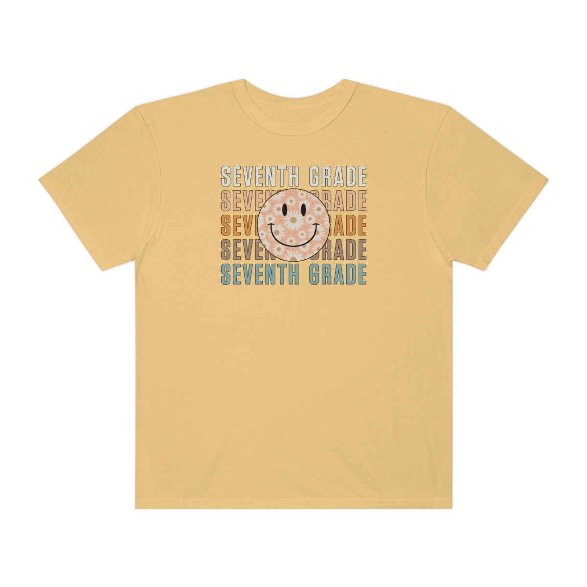 7th Grade Smiley Face Warm Colors Unisex Garment-Dyed PREMIUM T-shirt