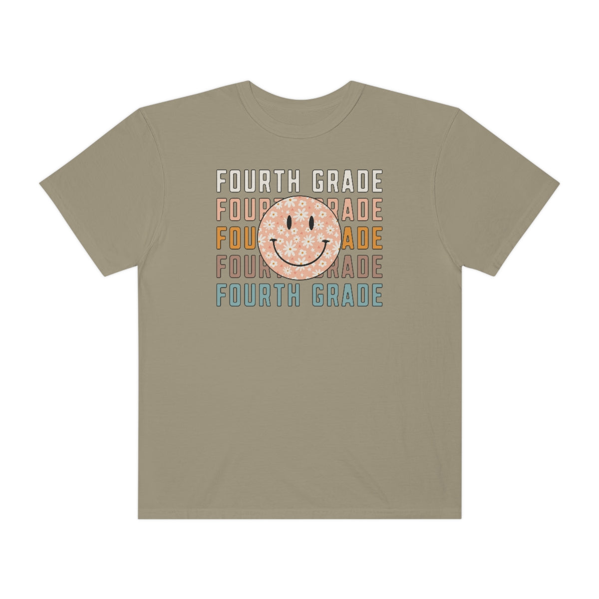 4th Grade Smiley Face Warm Colors Unisex Garment-Dyed PREMIUM T-shirt