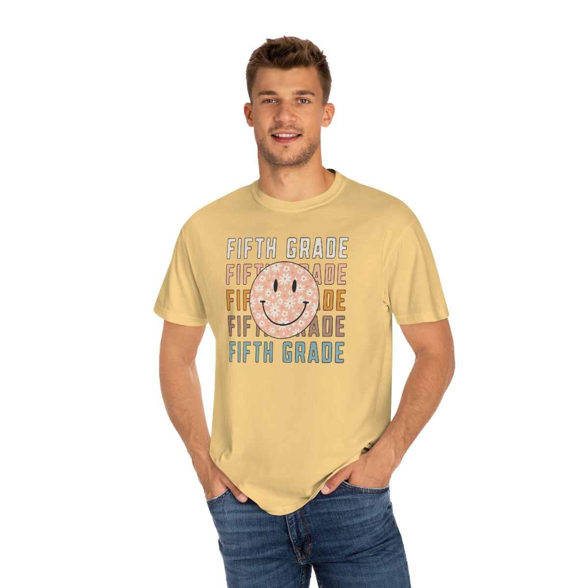 5th Grade Smiley Face Warm Colors Unisex Garment-Dyed PREMIUM T-shirt