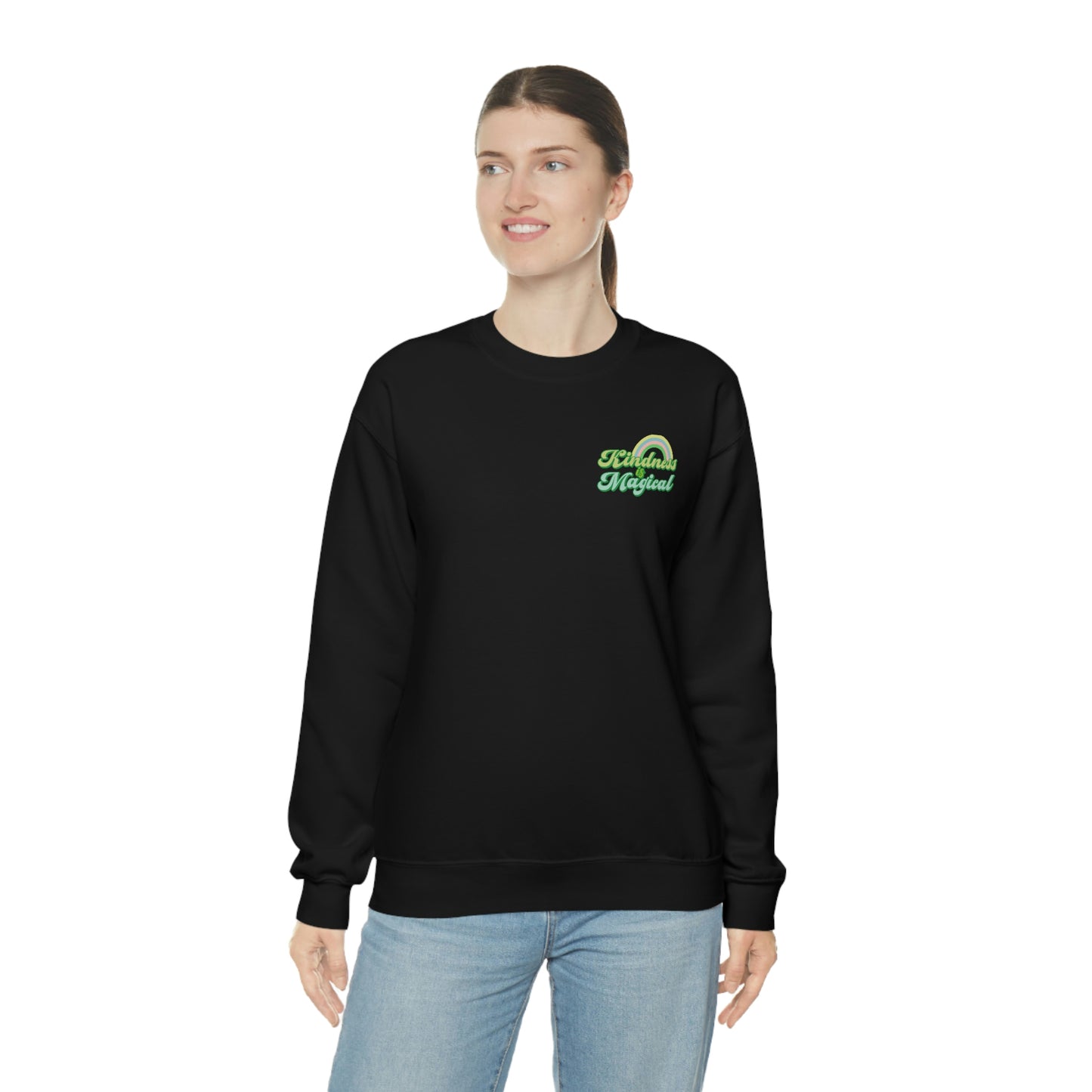 St. Patrick's Day "Kindness is Magical" Front and Back Design Unisex Heavy Blend Crewneck Sweatshirt