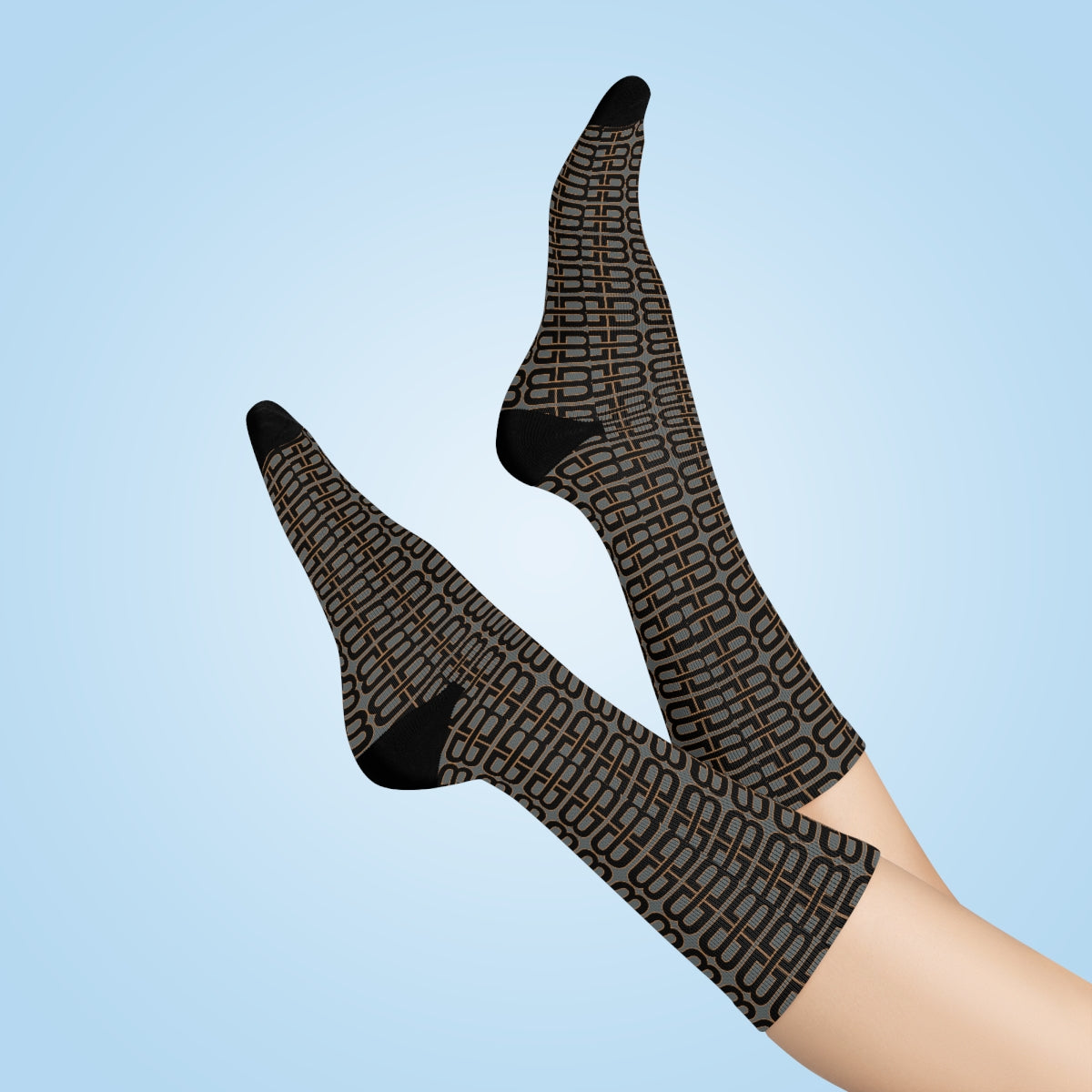 Dark Gray Bhava Brand Pattern Crew Socks