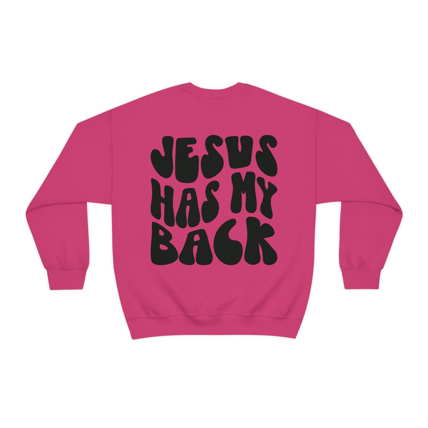 Front and Back Image "Jesus Has My Back" Unisex Heavy Blend™ Crewneck Sweatshirt