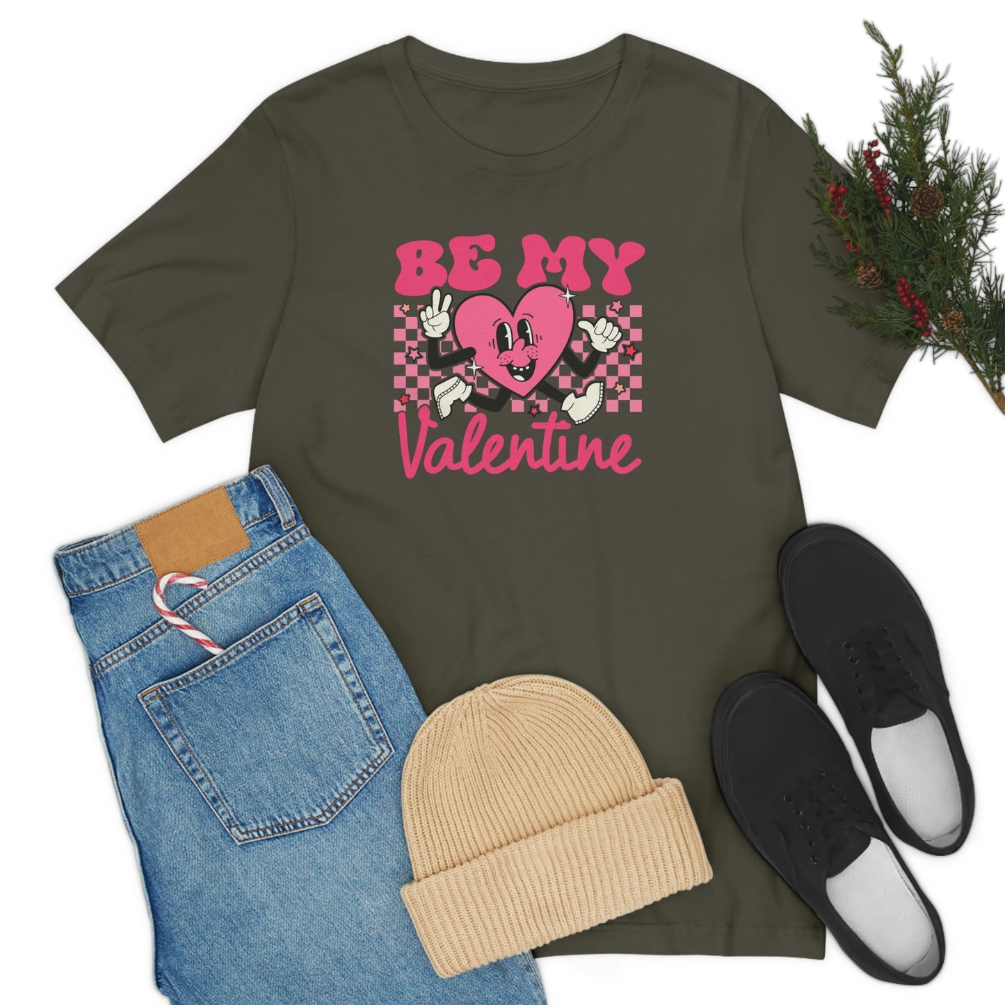 "Be My Valentine Checkerboard"  Unisex Jersey Short Sleeve Tee