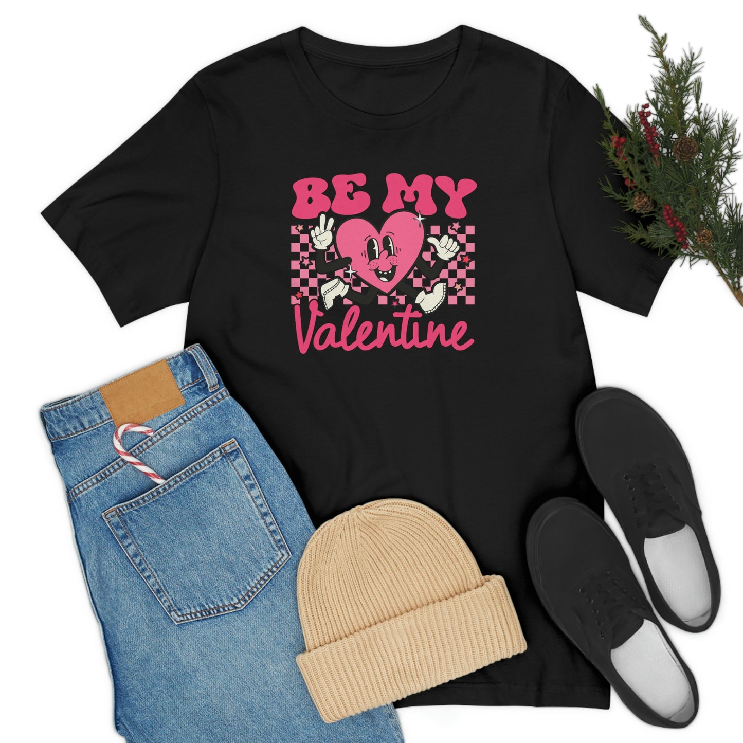 "Be My Valentine Checkerboard"  Unisex Jersey Short Sleeve Tee