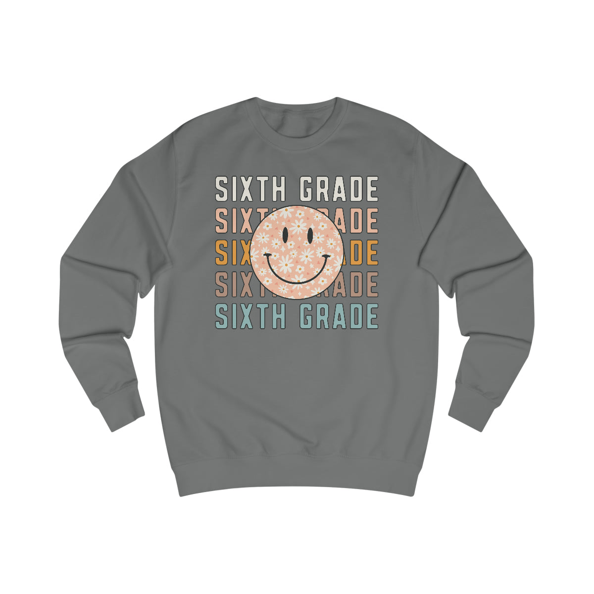 6th Grade Warm Colors Smiley Face Unisex Heavy Blend™ Crewneck Sweatshirt