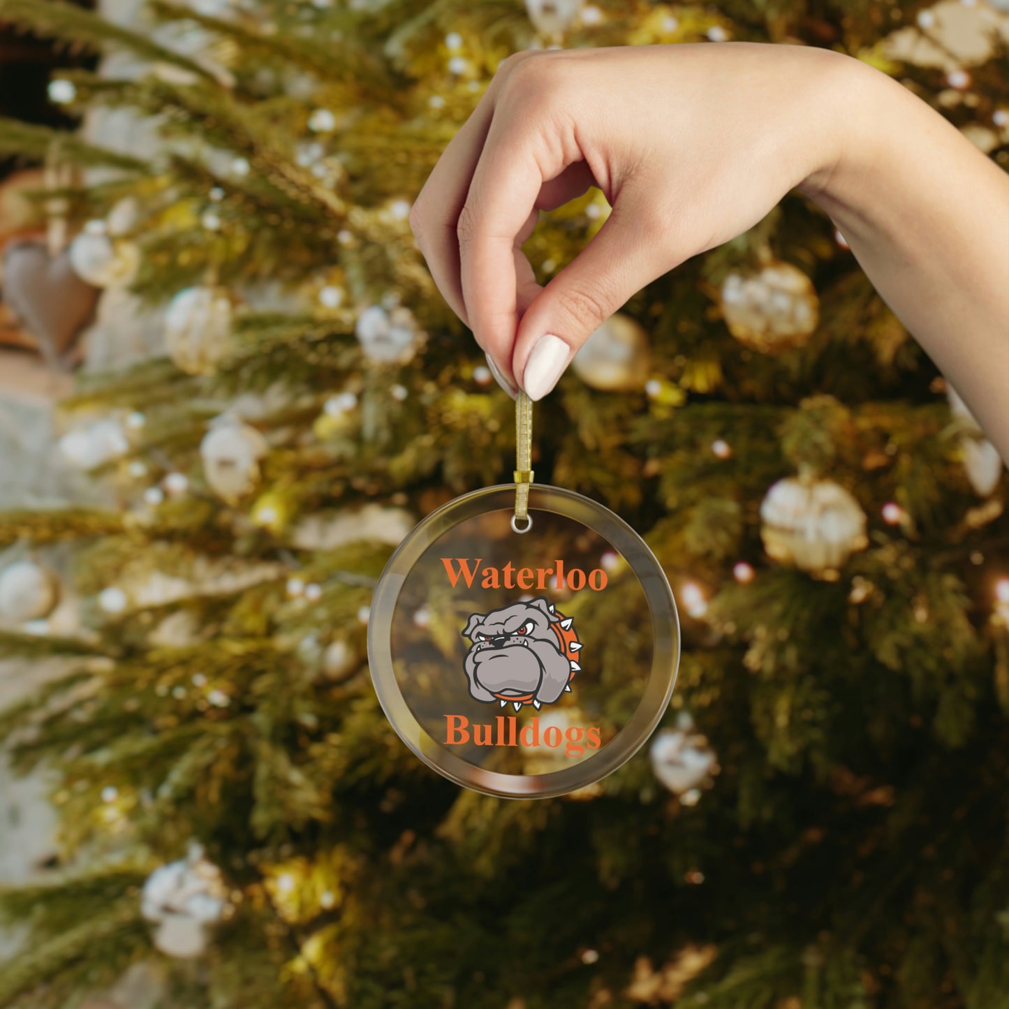 Waterloo Bulldogs Glass Ornament