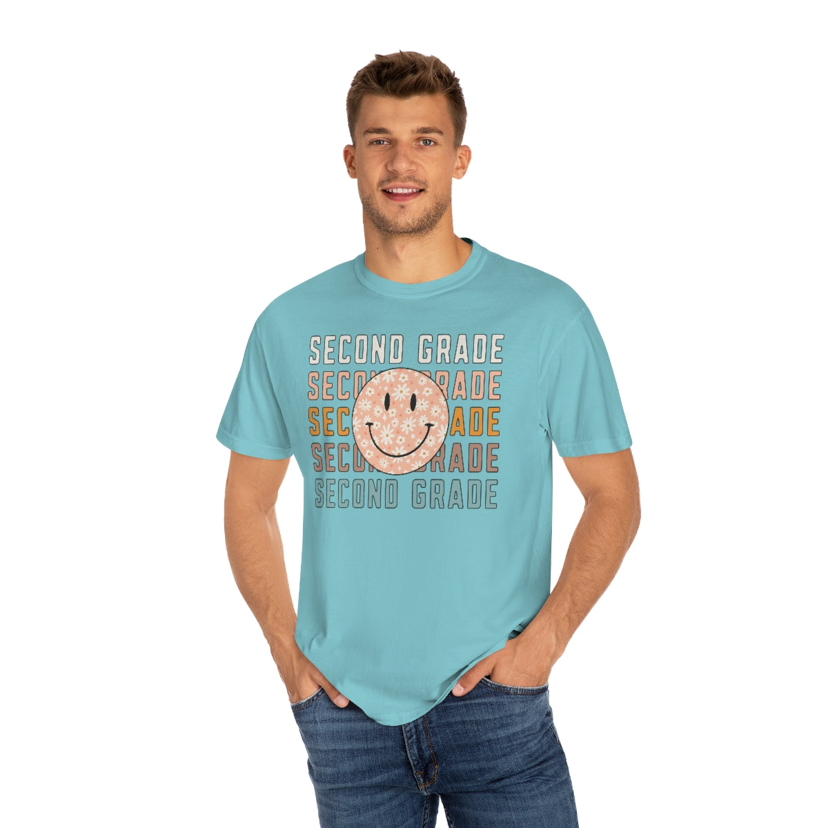 2nd Grade Smiley Face Warm Colors Unisex Garment-Dyed PREMIUM T-shirt