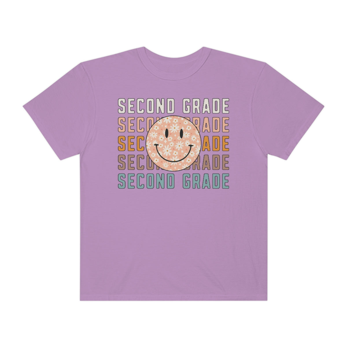 2nd Grade Smiley Face Warm Colors Unisex Garment-Dyed PREMIUM T-shirt