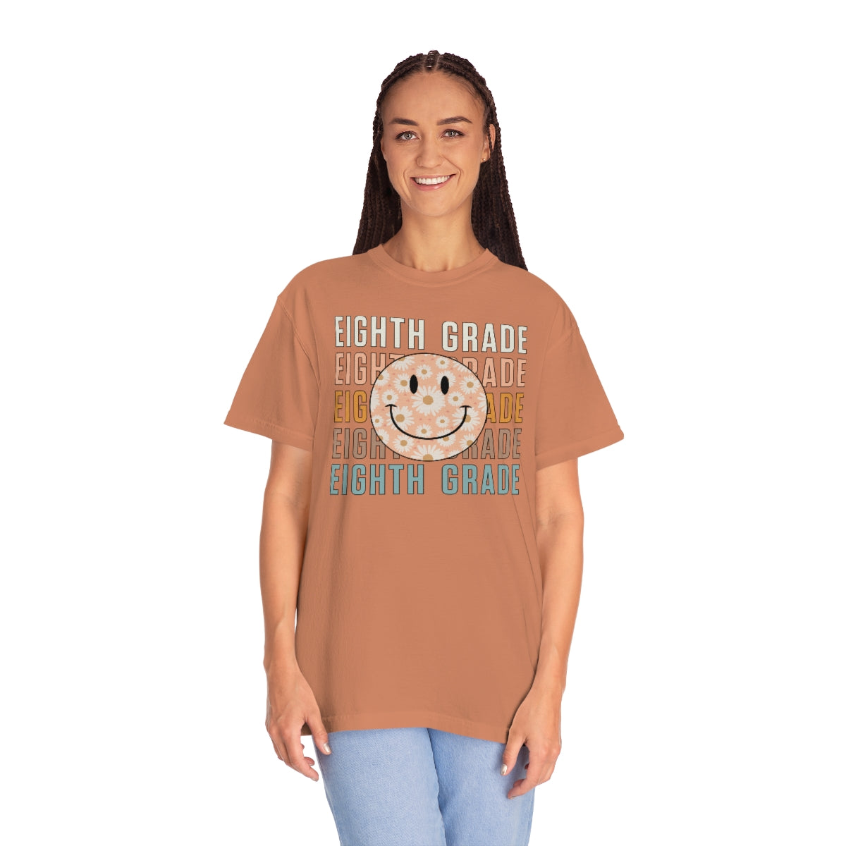 Eighth Grade Smiley Face Warm Colors Unisex Garment-Dyed PREMIUM T-shirt