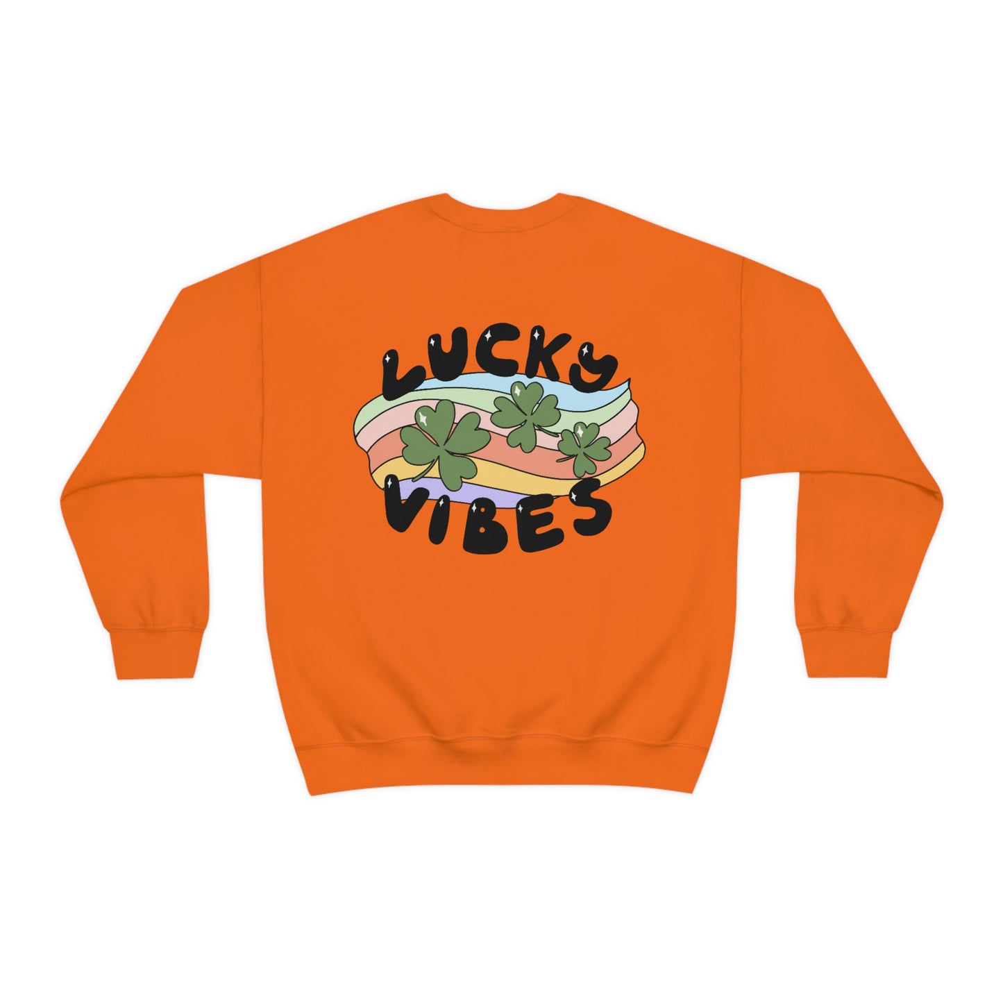 St. Patrick's Day "Lucky Vibes" Front and Back Design Unisex Heavy Blend Crewneck Sweatshirt