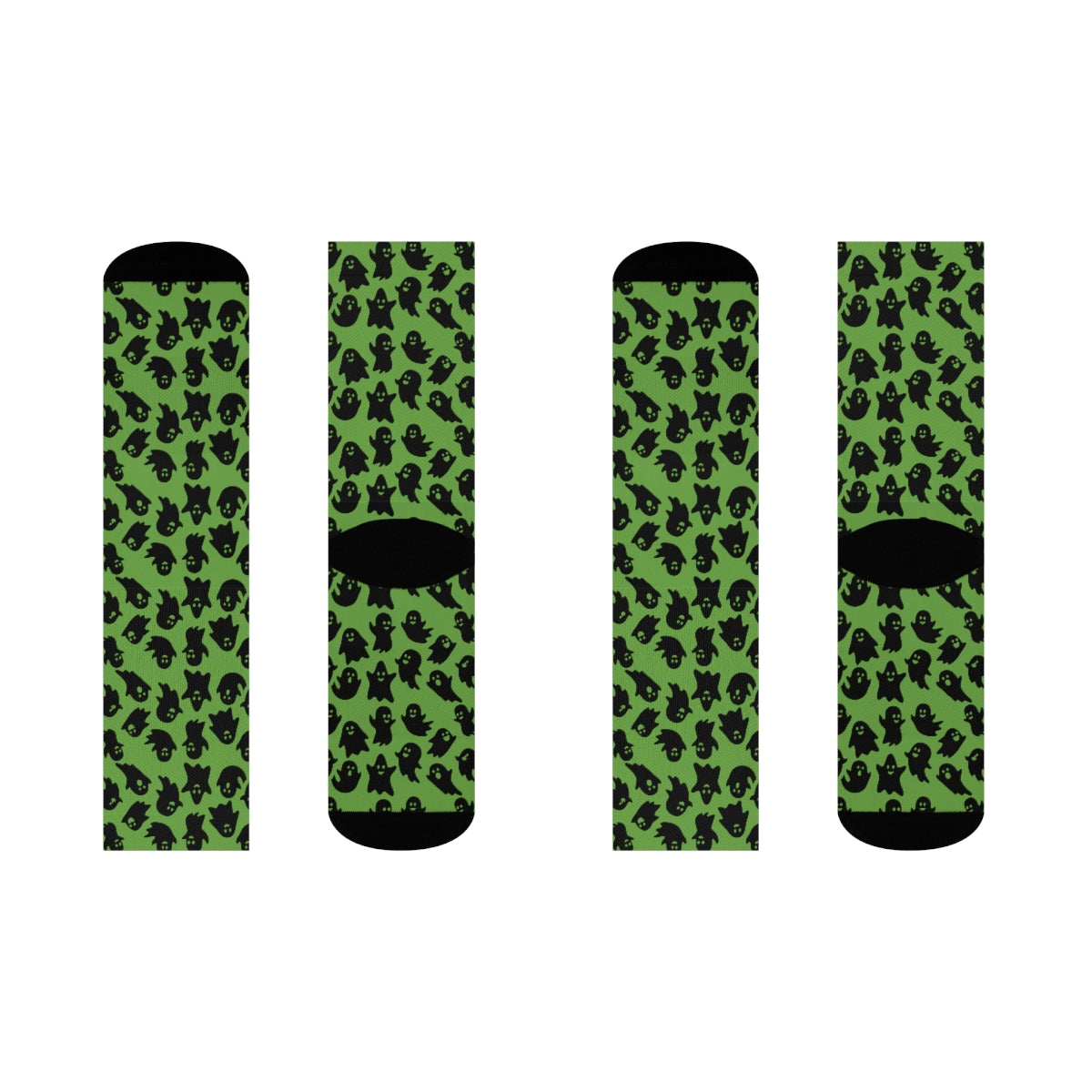 Green Ghost Pattern Crew Socks