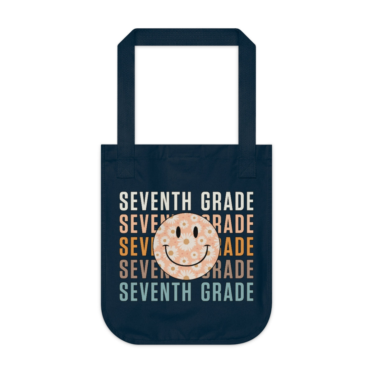 Seventh Grade Smiley Face Organic Canvas Tote Bag