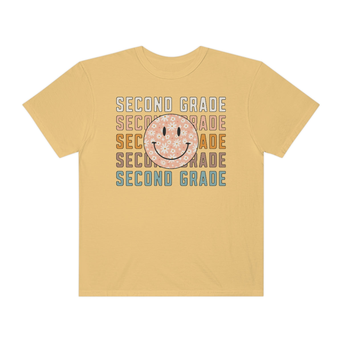 2nd Grade Smiley Face Warm Colors Unisex Garment-Dyed PREMIUM T-shirt