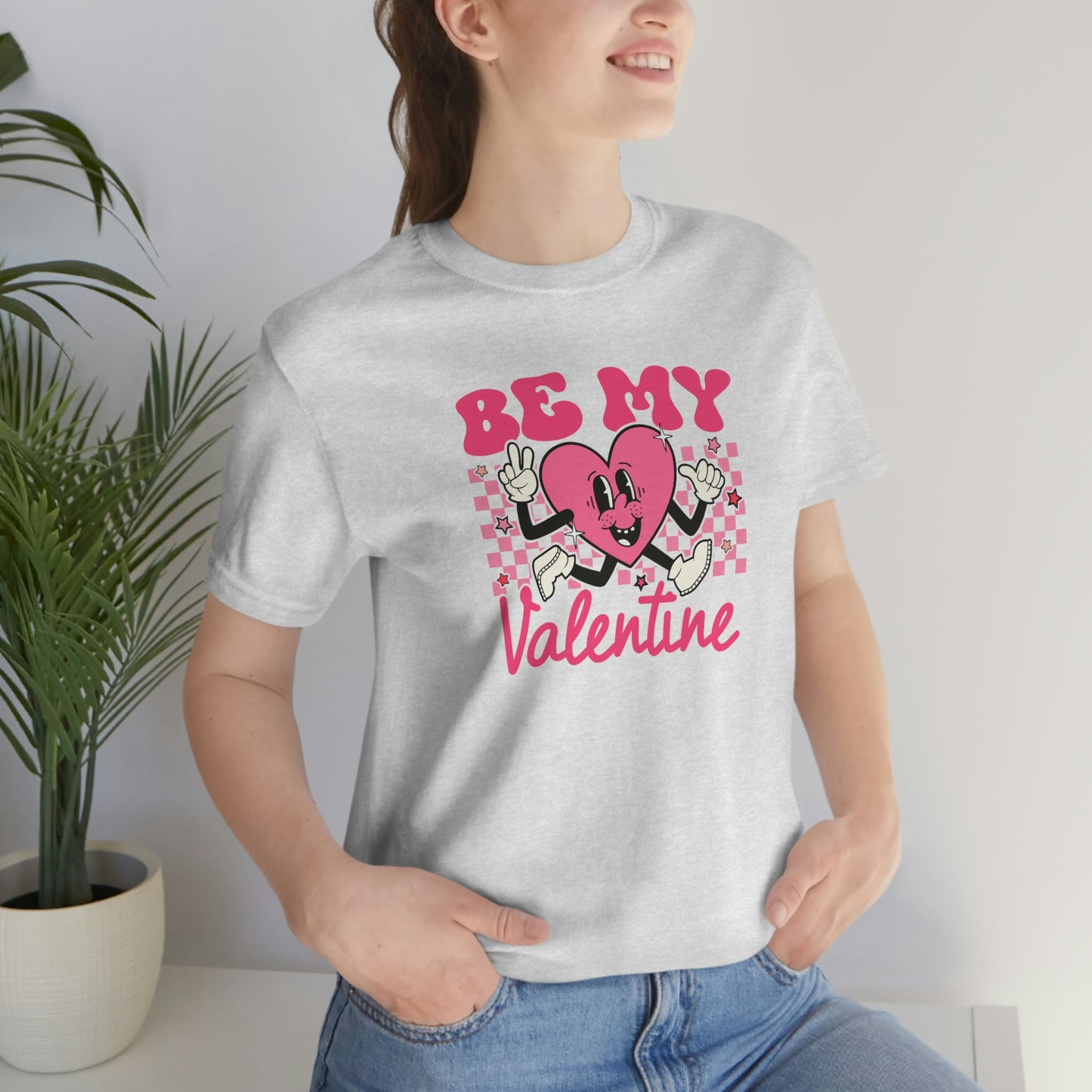 "Be My Valentine Checkerboard"  Unisex Jersey Short Sleeve Tee