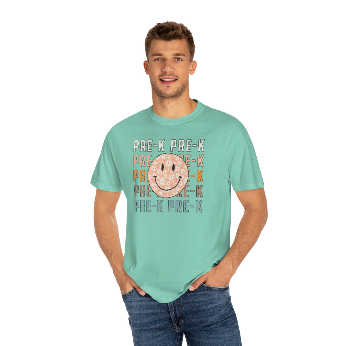 Pre-K Smiley Face Warm Colors Unisex Garment-Dyed PREMIUM T-shirt