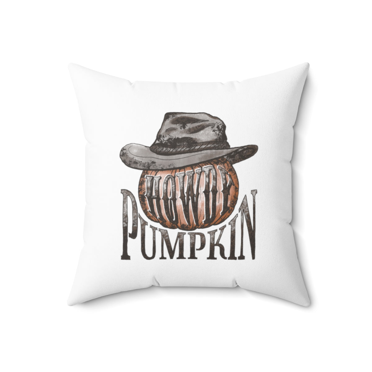 White Howdy Pumpkin Fall Halloween Spun Polyester Square Pillow