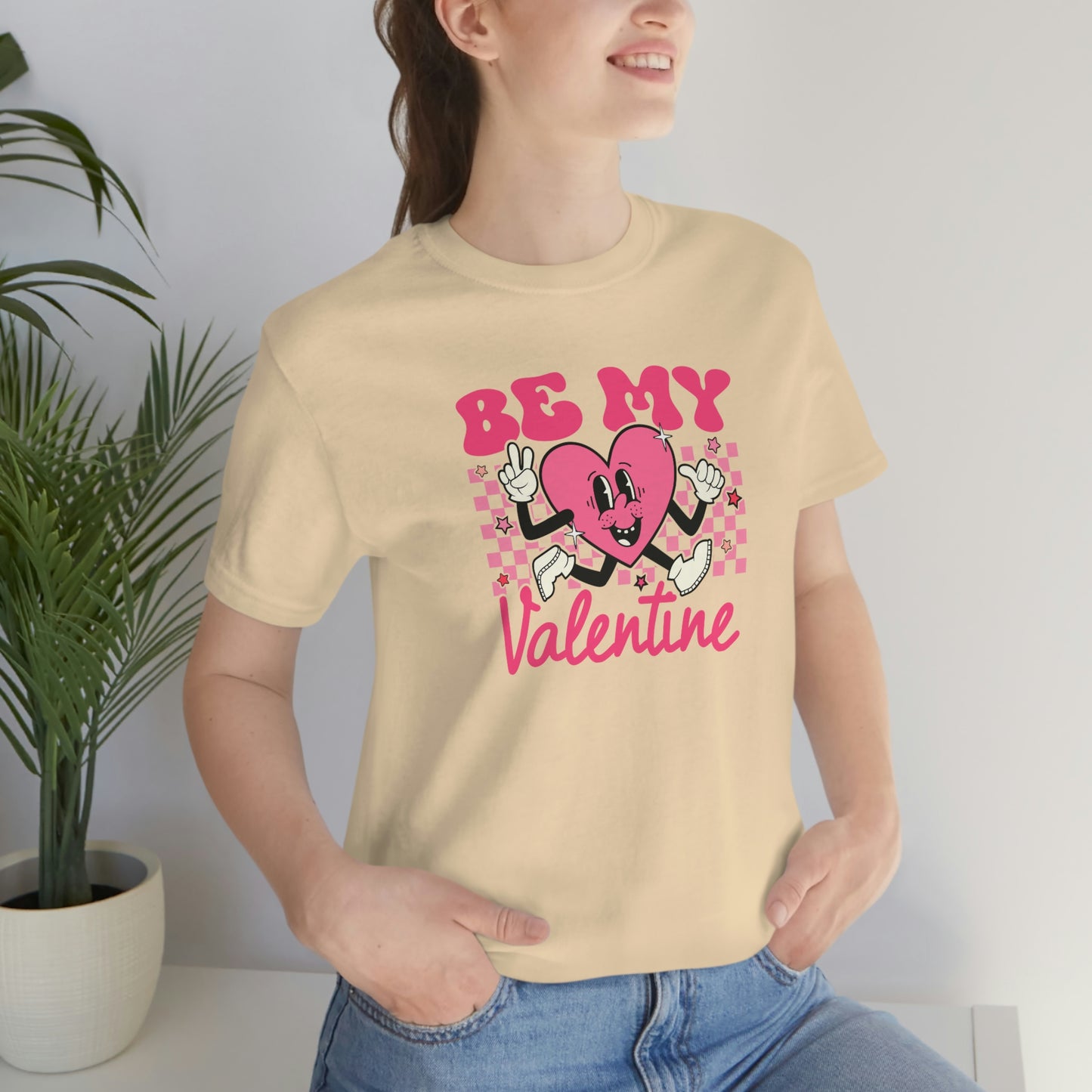 "Be My Valentine Checkerboard"  Unisex Jersey Short Sleeve Tee