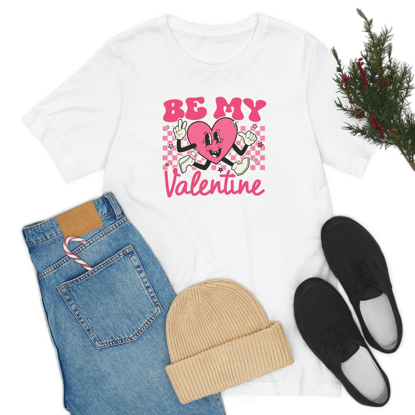 "Be My Valentine Checkerboard"  Unisex Jersey Short Sleeve Tee