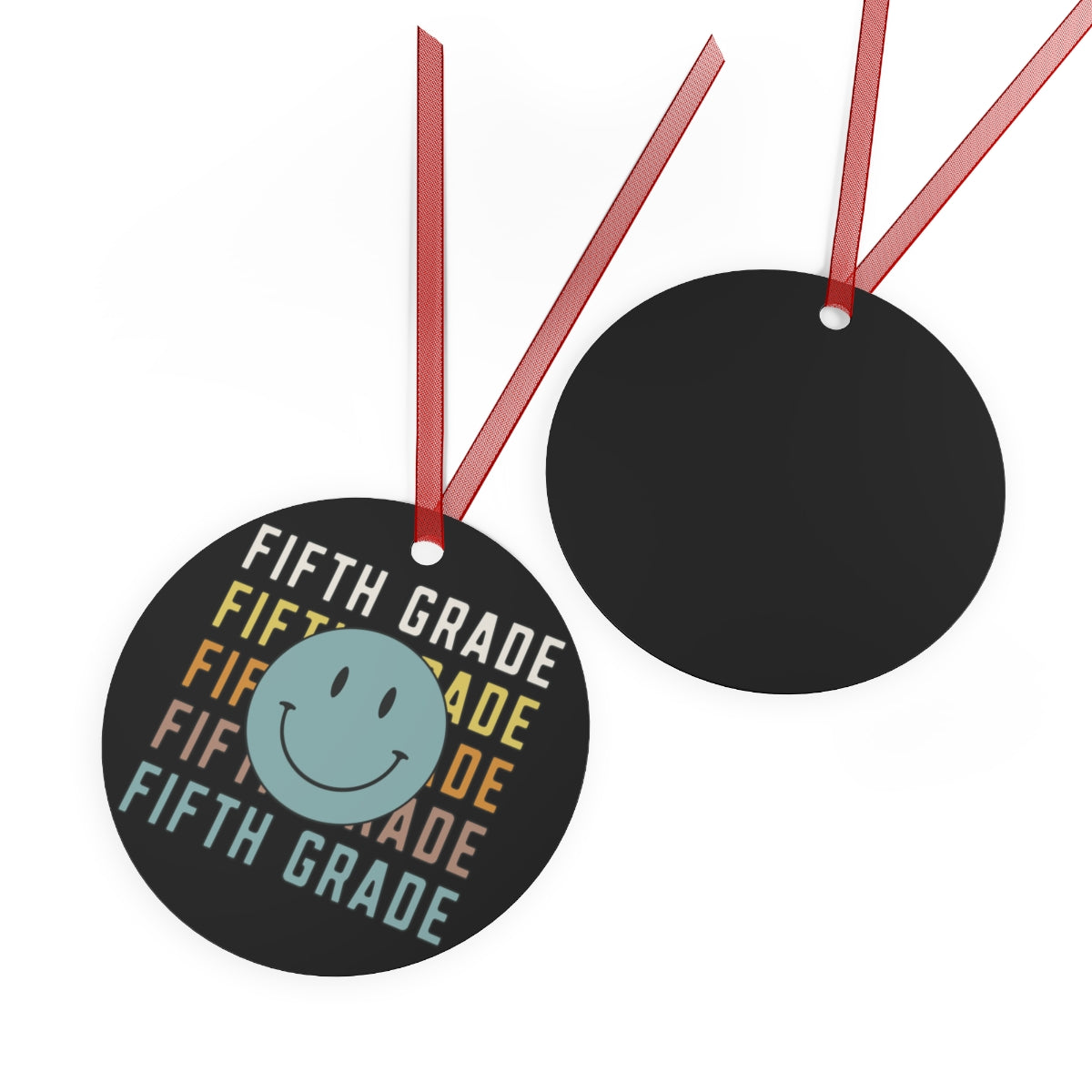 Fifth Grade Black Rustic Boho Metal Ornaments