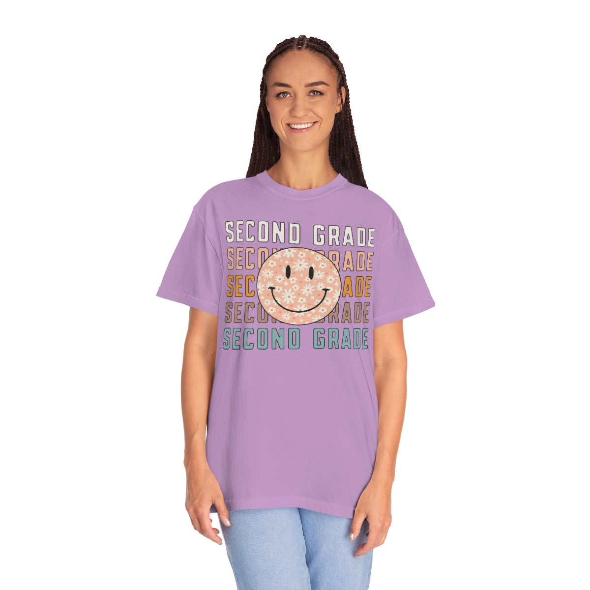 2nd Grade Smiley Face Warm Colors Unisex Garment-Dyed PREMIUM T-shirt