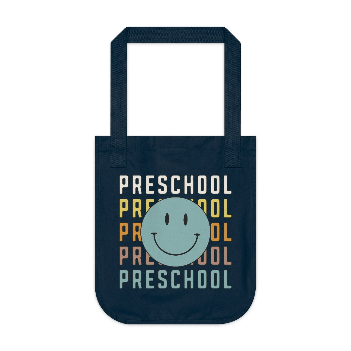 Preschool Organic Smiley Face Canvas Tote Bag