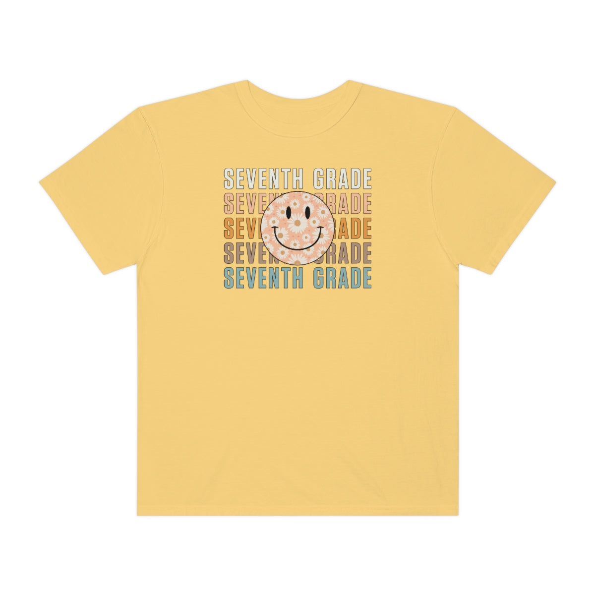 7th Grade Smiley Face Warm Colors Unisex Garment-Dyed PREMIUM T-shirt