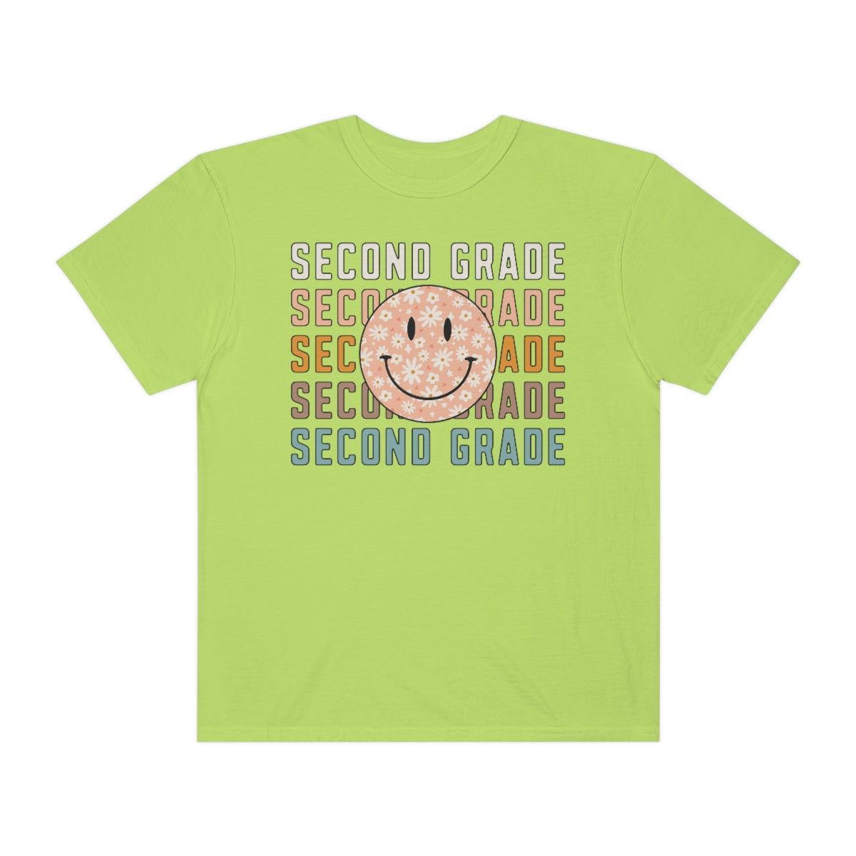 2nd Grade Smiley Face Warm Colors Unisex Garment-Dyed PREMIUM T-shirt