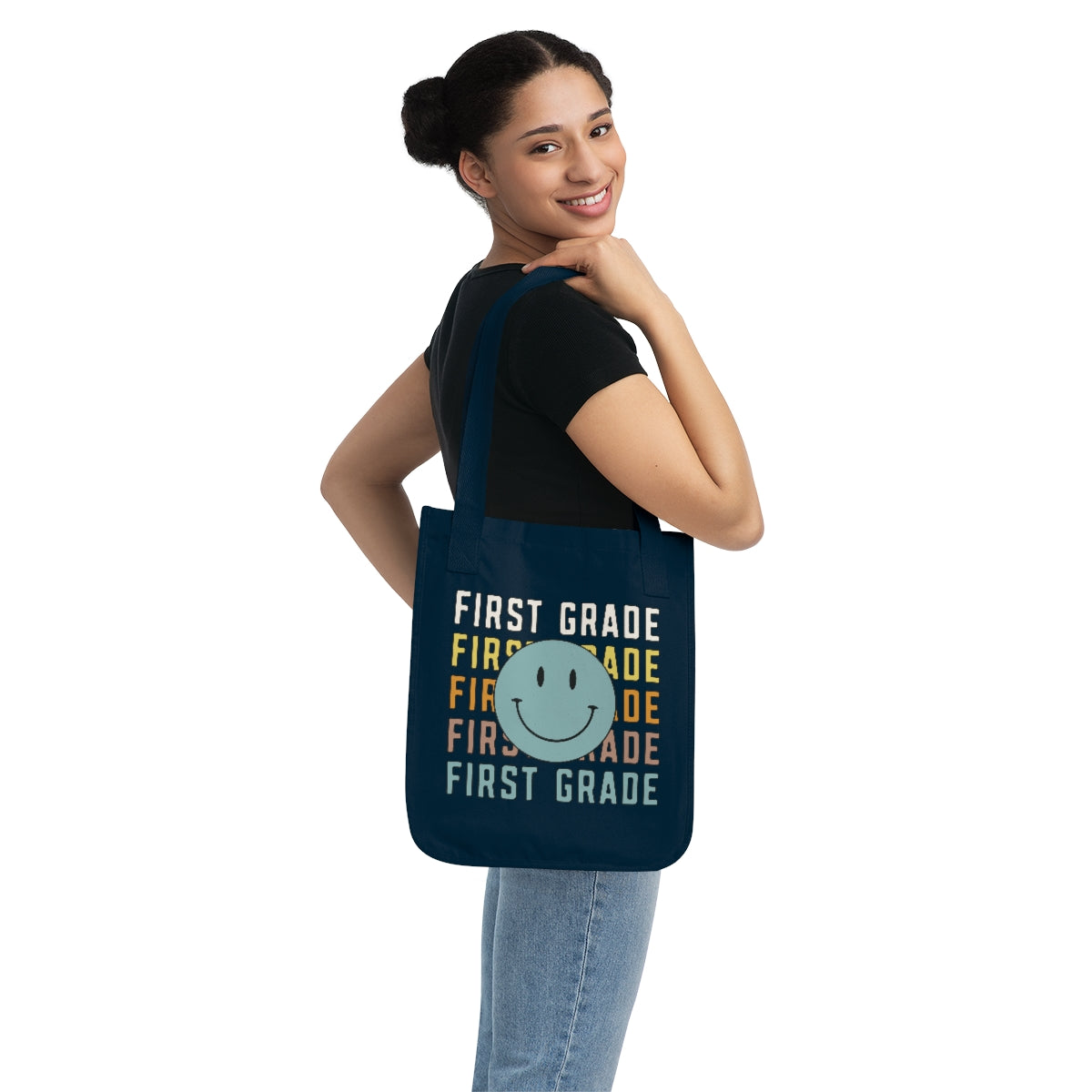 First Grade Smiley Face Organic Canvas Tote Bag