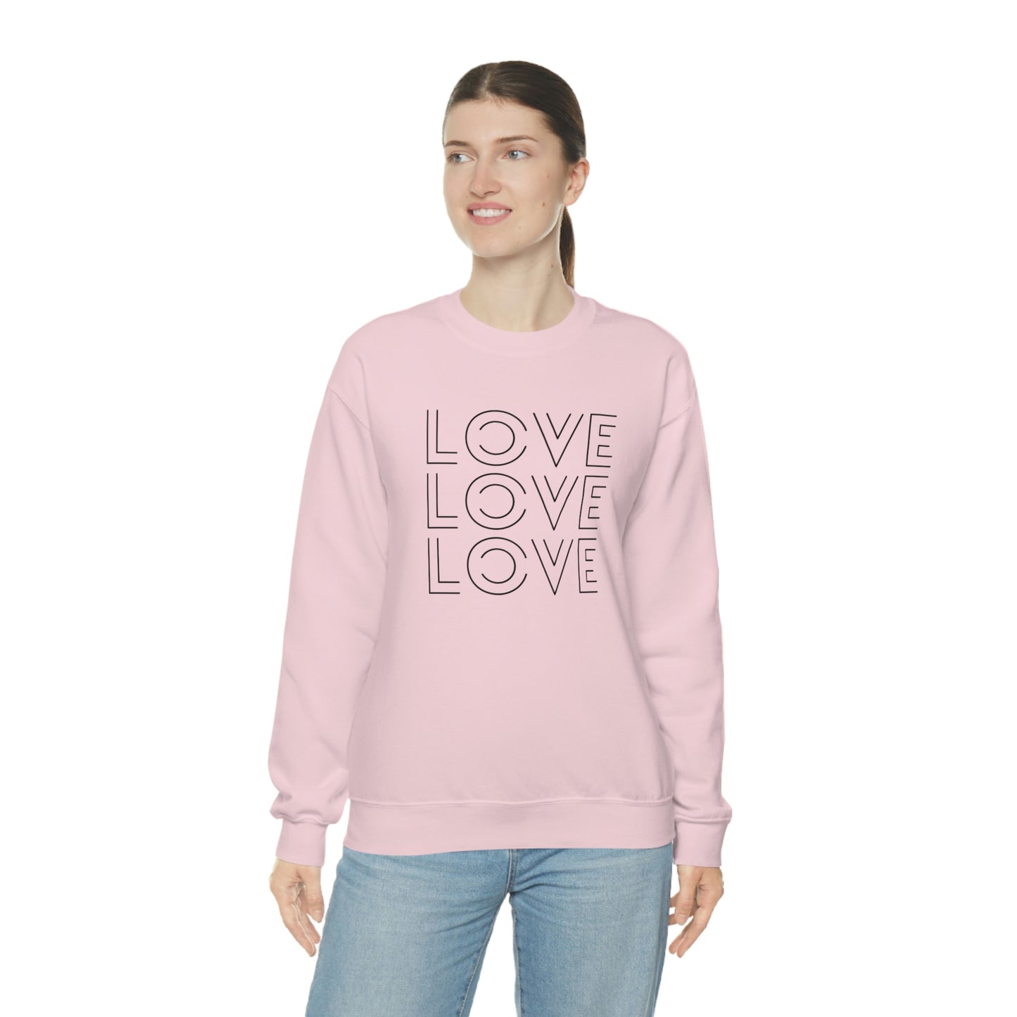 "Love Love Love" Black Print Unisex Heavy Blend™ Crewneck Sweatshirt