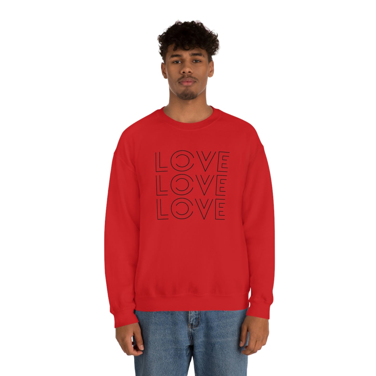 "Love Love Love" Black Print Unisex Heavy Blend™ Crewneck Sweatshirt