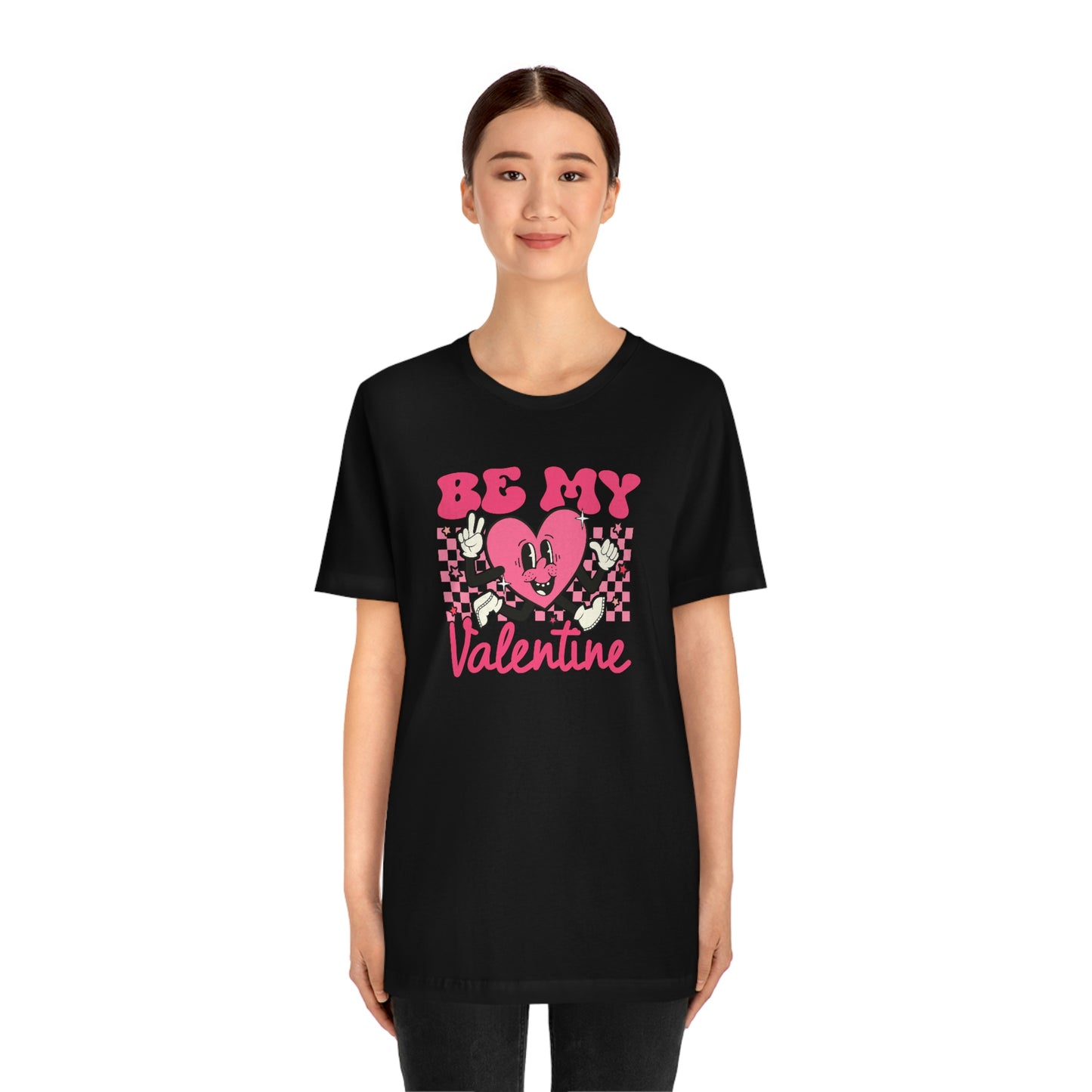 "Be My Valentine Checkerboard"  Unisex Jersey Short Sleeve Tee