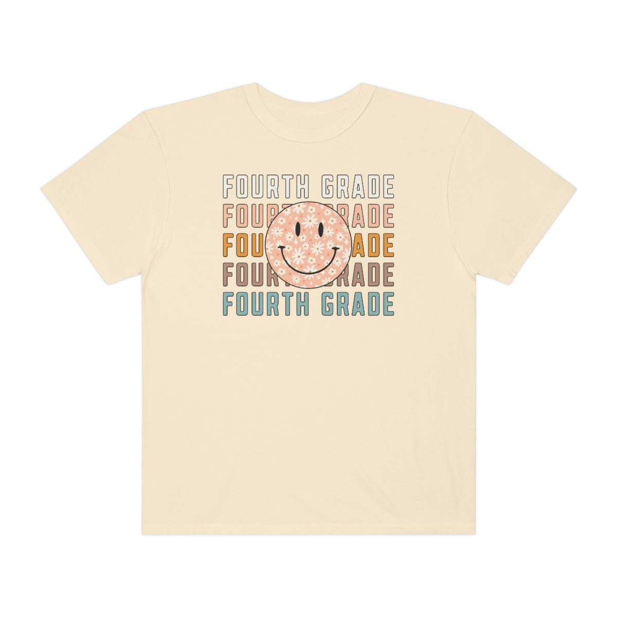 4th Grade Smiley Face Warm Colors Unisex Garment-Dyed PREMIUM T-shirt