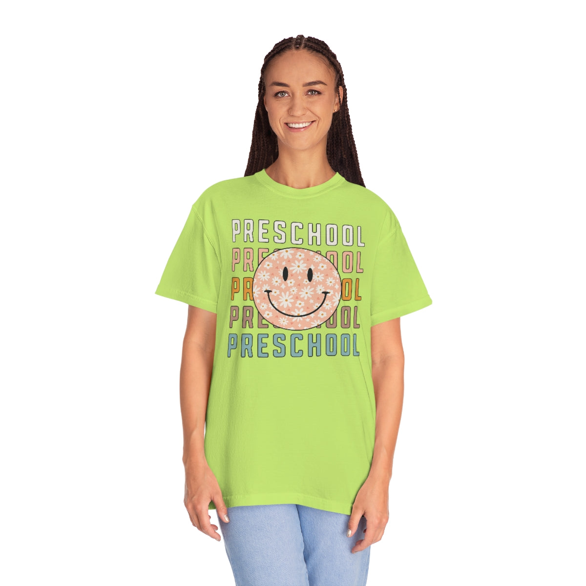 Preschool Smiley Face Warm Colors Unisex Garment-Dyed PREMIUM T-shirt