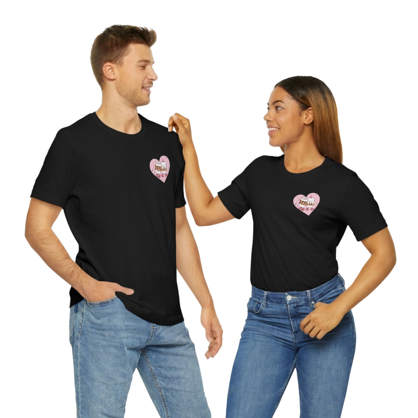 Front and Back Image "I Love You a Latte!"  Unisex Jersey Short Sleeve Tee