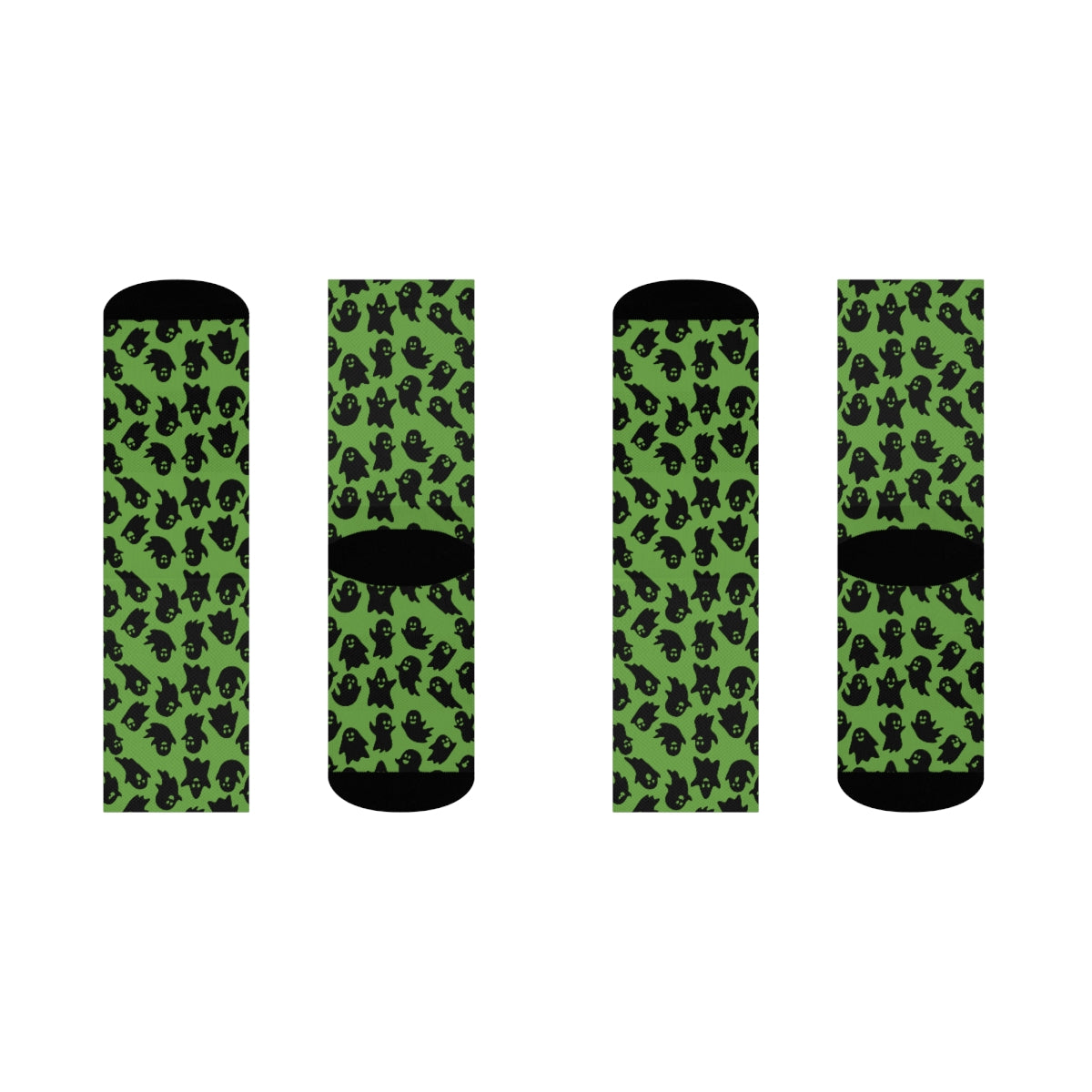 Green Ghost Pattern Crew Socks