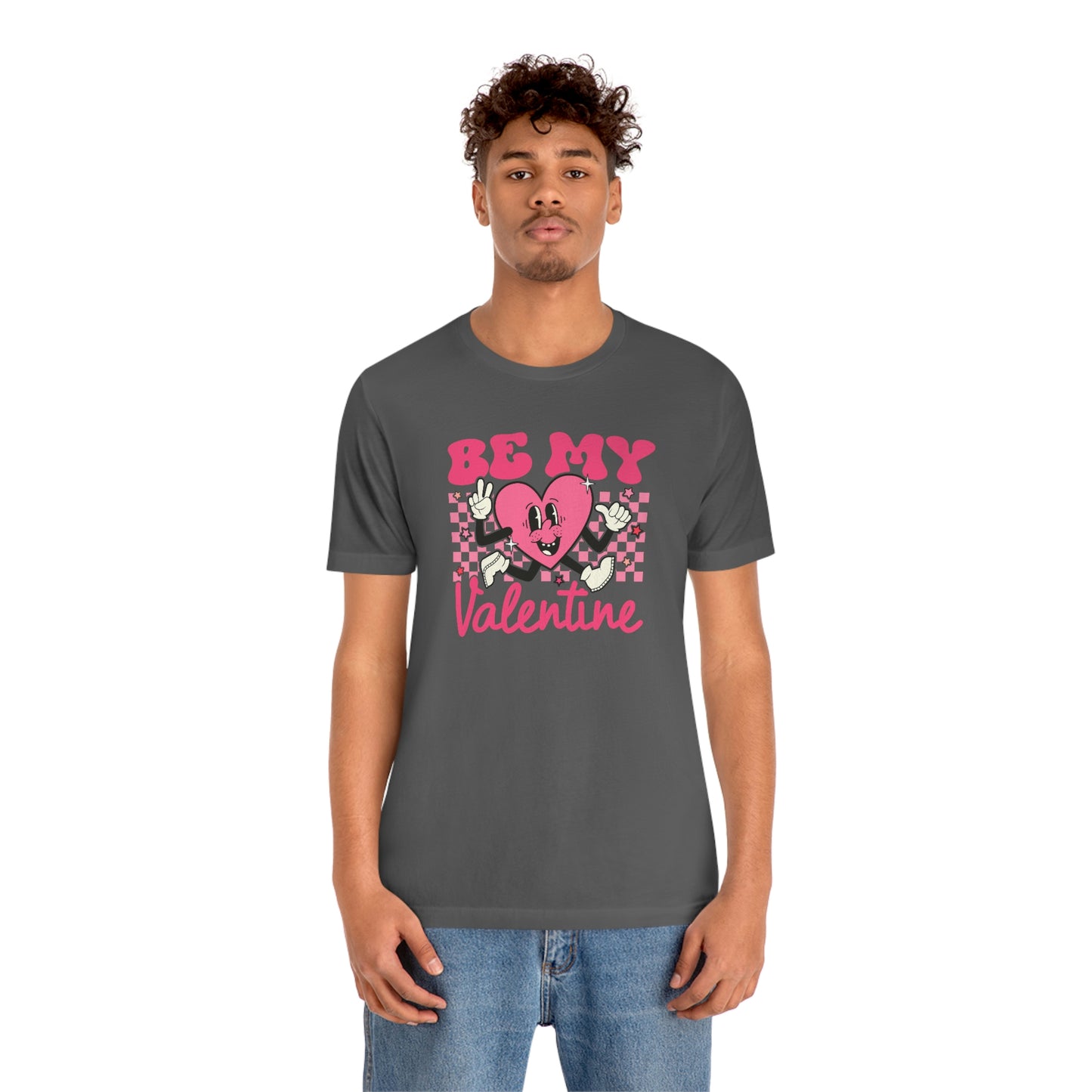 "Be My Valentine Checkerboard"  Unisex Jersey Short Sleeve Tee