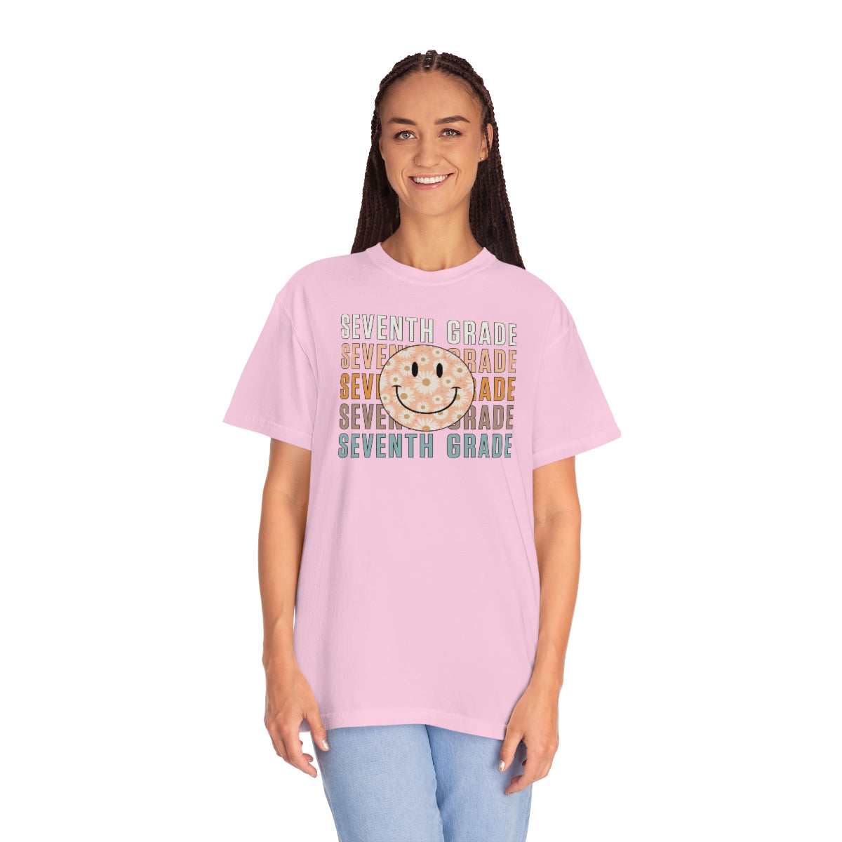 7th Grade Smiley Face Warm Colors Unisex Garment-Dyed PREMIUM T-shirt