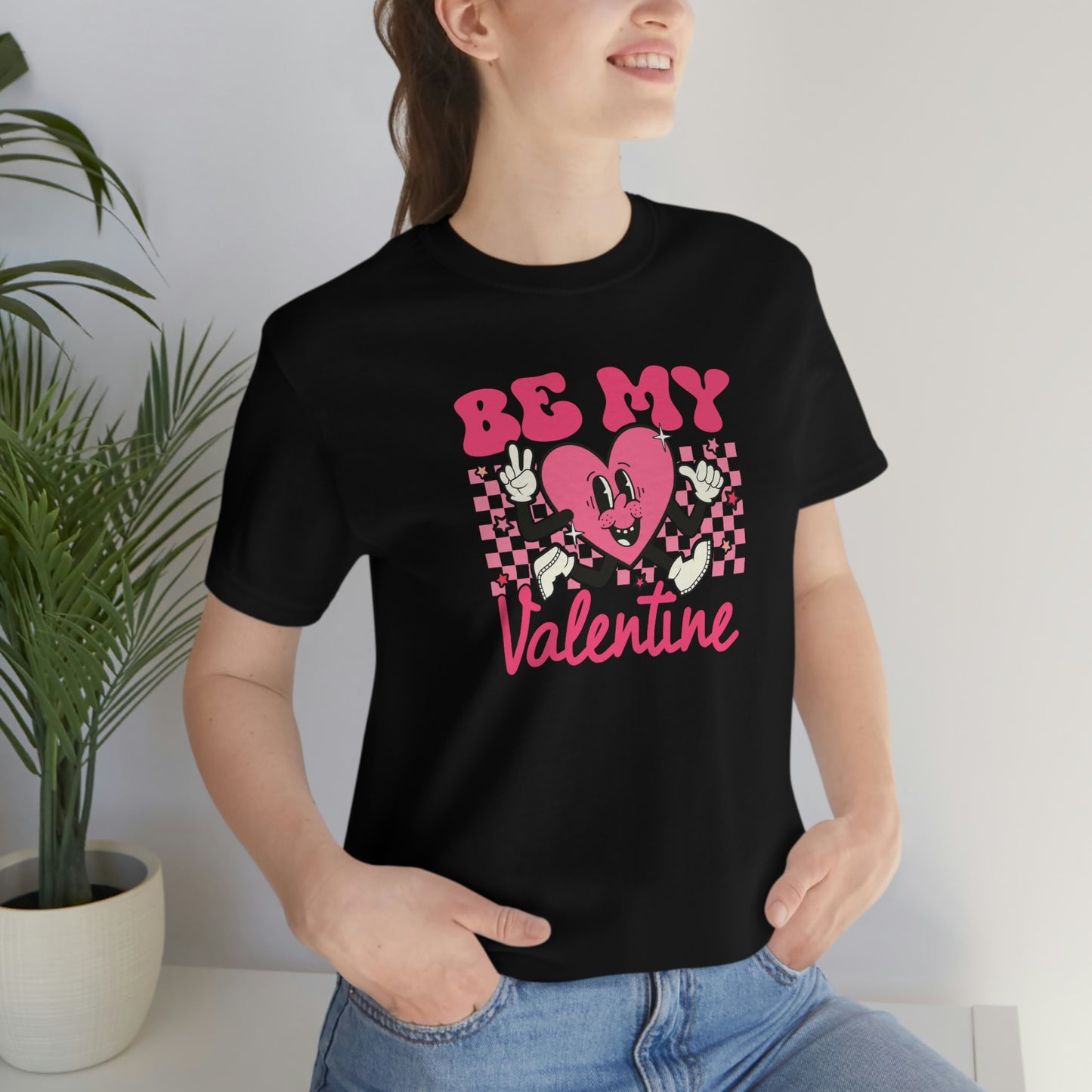 "Be My Valentine Checkerboard"  Unisex Jersey Short Sleeve Tee