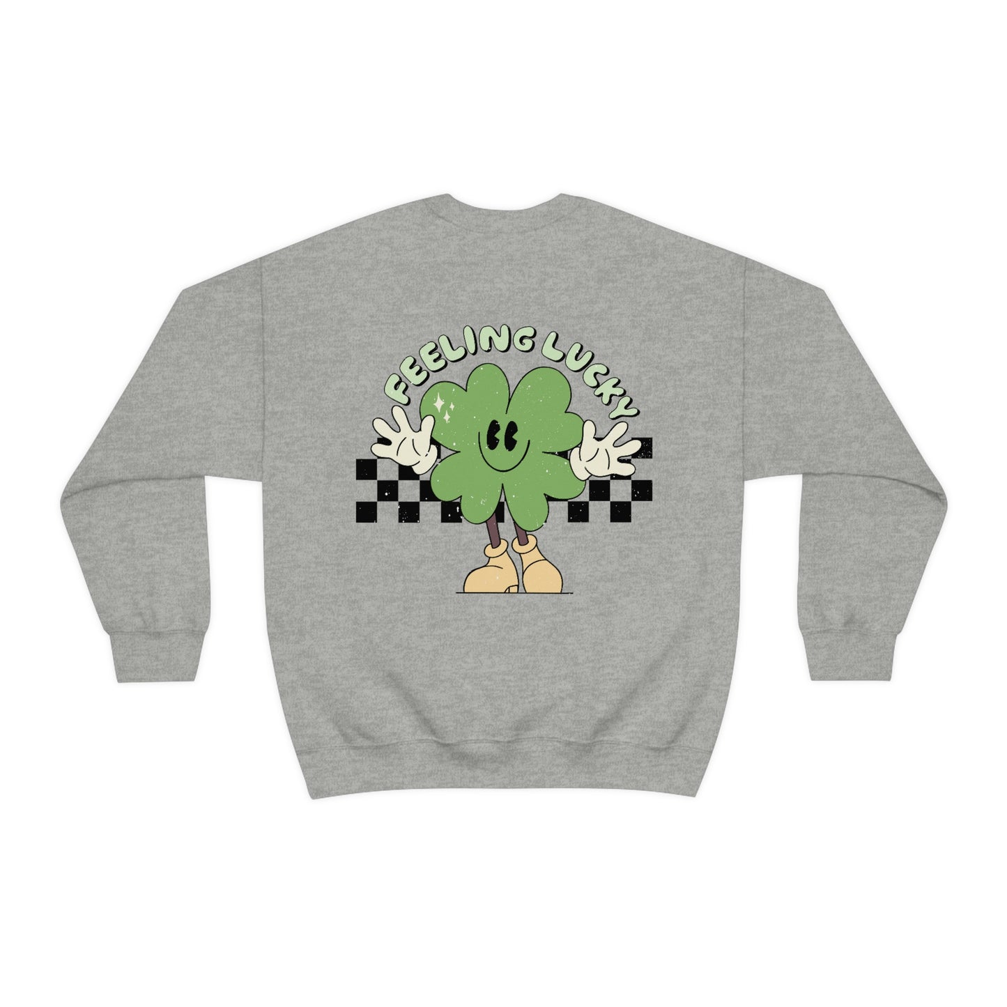 St. Patrick's Day "Feeling Lucky Shamrock" Front and Back Design Unisex Heavy Blend Crewneck Sweatshirt