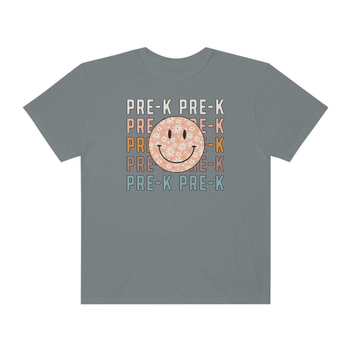 Pre-K Smiley Face Warm Colors Unisex Garment-Dyed PREMIUM T-shirt