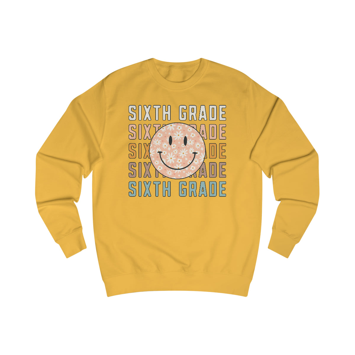 6th Grade Warm Colors Smiley Face Unisex Heavy Blend™ Crewneck Sweatshirt